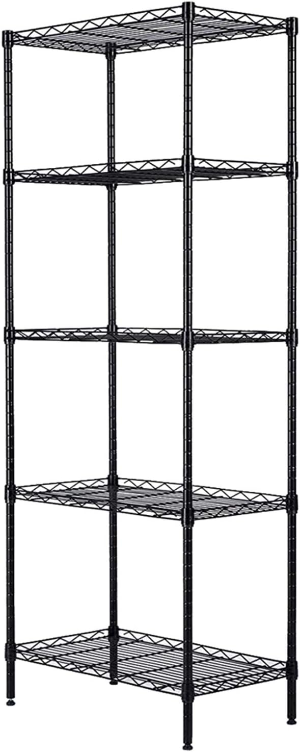 lapday 5 Tier Adjustable Storage Rack, Metal Storage Wire Shelving Standing Storage Shelf Units for Bathroom, Living Room, Balcony, Kitchen 550Lbs Capacity 21.2" L x 11.4" W x 59.1" H (Black)