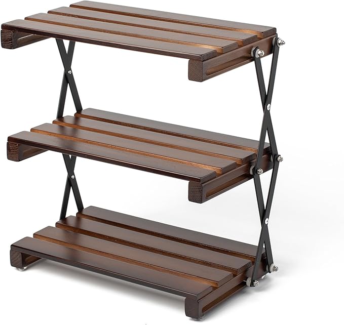 3-Tier Compact Storage Rack - Lightweight,Camping Shelves, Lightweight Compact for Outdoor Picnic，Foldable Storage Shelves Portable Folding Camping Table with Storage