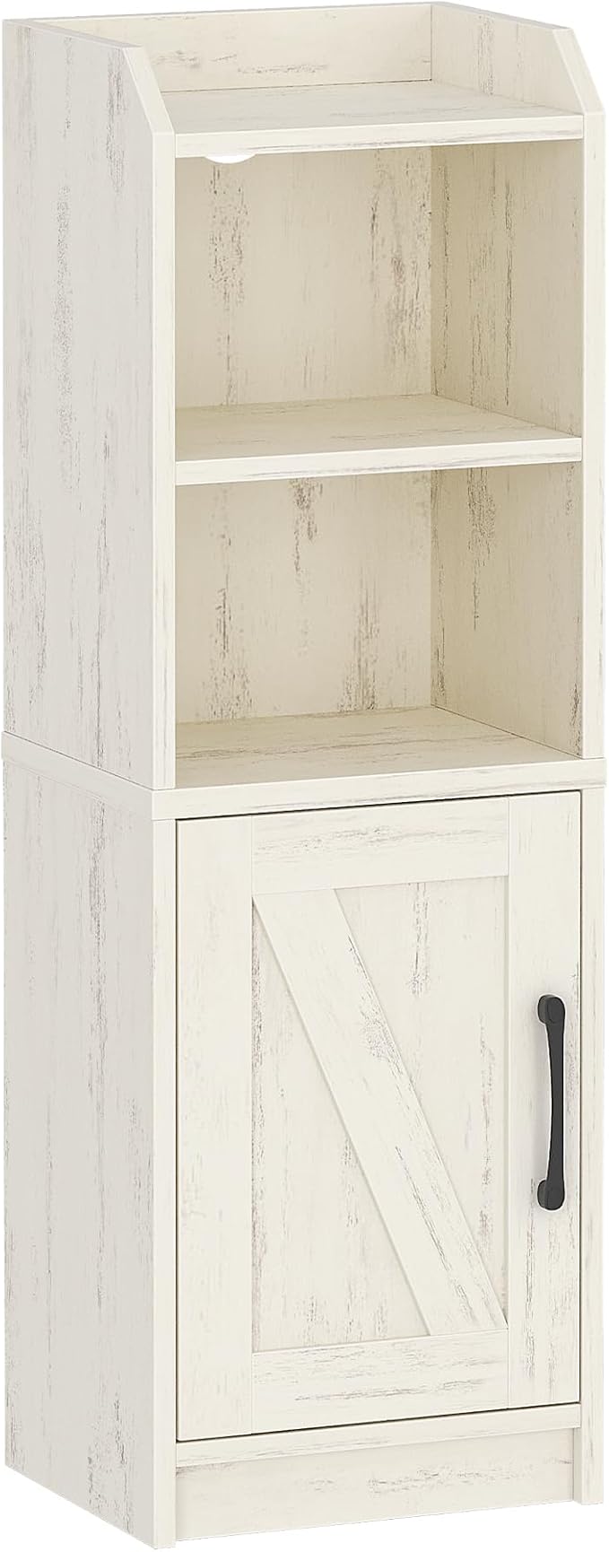 Hzuaneri Bathroom Storage Cabinet, Small Farmhouse Corner Floor Cabinet with Door and Shelves, Narrow Toilet Paper Holder Stand, Bathroom Organizer with Adjustable Shelf, for Small Spaces,Rustic White