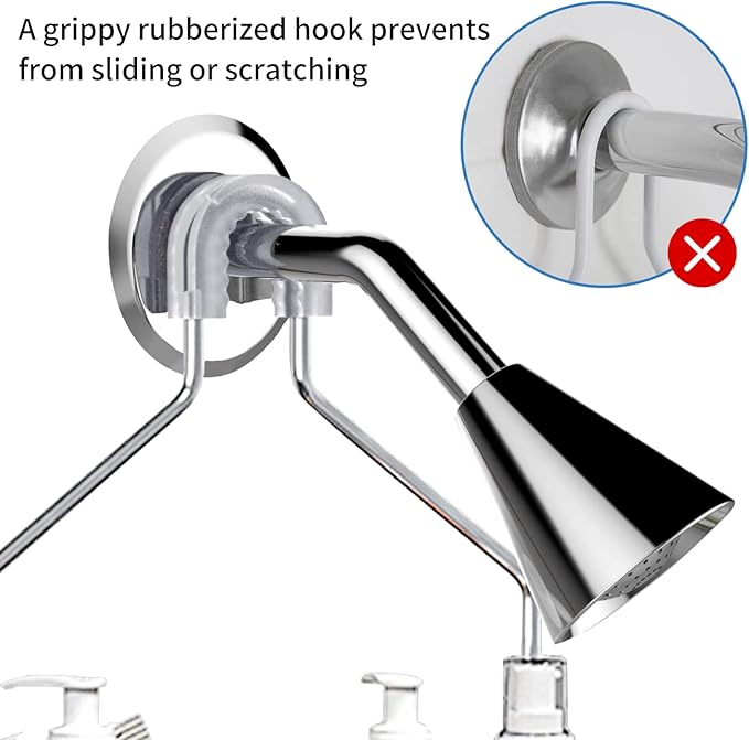 TreeLen Shower Caddy Hanging over Shower Head Shower Hanger Organizer with 10 hooks Bathroom Storage Shelf-Chrome