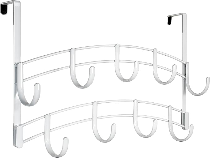 LYNK Professional® Home™ Over the Door Hooks - 9 Hook – Over the Door Coat Rack - Over the Door Hanger - Hanging Towels or Clothes - Bathroom, Bedroom, Laundry Room - Lifetime Ltd. Warranty, White