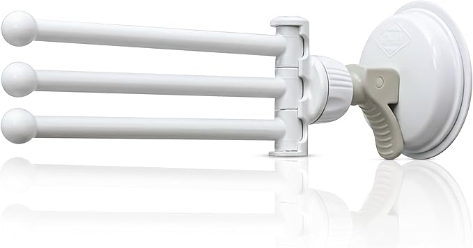 Safe-er-Grip Changing Lifestyles Drip Dry Portable Drying Rack, White with 3 Movable Arms, Swing Arm Suction Cup Towel Bar, Bath Towel Rack Hanger Towel Holder Organizer 11.5x17 Inch (Pack of 1)