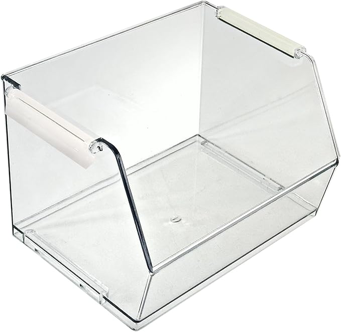 Azar Displays 556710-4PK Small Clear Stackable Bin Compact Transparent Organizer for Pantry Drawer Bathroom and Desk BPA-Free Plastic (Pack of 4)
