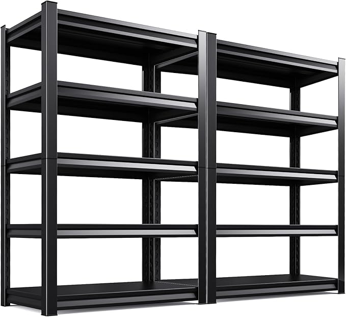 46" W Garage Shelving Units Garage Storage Shelves 5T Metal Shelf Heavy Duty Shelving Unit Adjutable Industrial Utility Shelf Storage Rack for Warehouse, Basement,72" H*46" W*20" D,2pack