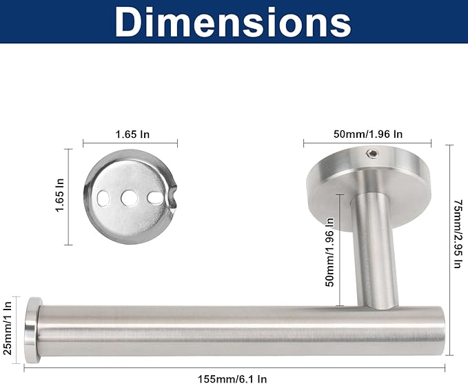 NearMoon Bathroom Toilet Paper Holder, Premium SUS304 Stainless Steel Rustproof Wall Mounted Toilet Roll Holder for Bathroom, Kitchen (1 Pack, Brushed Nickel)
