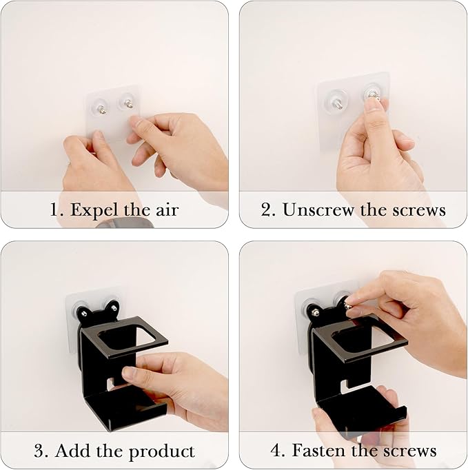 Electric Toothbrush Holder Wall Mounted, Electric Toothbrush Cord Organizer Holds 1 Chargers, Self Adhesive Electric Toothbrush Stand for Bathroom, Medicine Cabinet, Dorm(Black 2Pack)