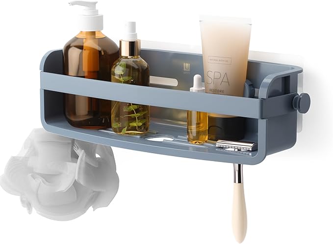 Umbra Flex Adhesive Shower Shelf for Bathroom, Slate Blue