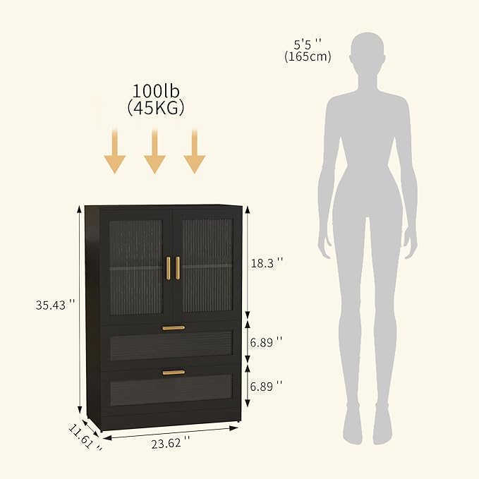 Bathroom Floor Storage Cabinet Freestanding Organizer for Bathroom, Home Office, Bedside, Sofa Side Table