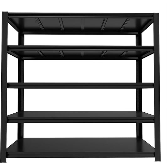 5-Tier Metal Storage Shelves, Adjustable Shelving Units, Boltless Assembly, Black, 61.88 x 23.88 x 72 Inch, for Warehouse Garage Shed Basement (72H*61.88W*23.88D)