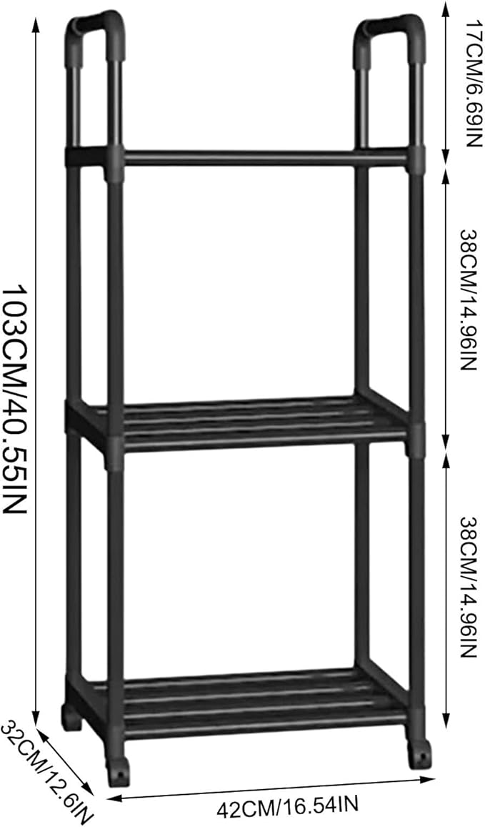 3-Tier Storage Rack Black Metal Shelves Shelf Storage Shelving Shelf Rack for Microwave Cookware Organizer Kitchen Storages Rack for Living Room Office Bathroom Garage Storage Shelves Gifts for Women