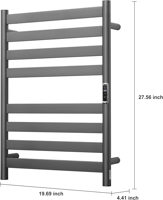 Heated Wall Mounted Electric Towel Warmer Rack,Timer & Temperature Control, 8 Bar Stainless Steel Towel Heater for Bathroom (Gunmetal Grey, 8 Bars)