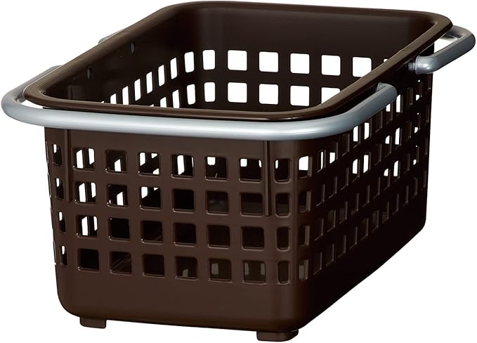 LIKE-IT SCB-2 Laundry Hamper with Handle, Mini Basket, Approx. Width 8.1 inches (20.7 cm), Depth 12.1 inches (30.6 cm), Height 5.3 inches (13.6 cm), Brown, Made in Japan
