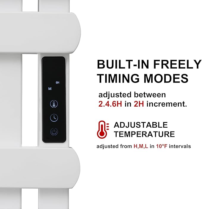 Electric Towel Warmer Rack,Heating Towel Warmer, Timer & Temperature Control, 11 Bar Stainless Steel Towel Heater for Bathroom, White, Plug-in(31.5x19.69x4.92in) Nordic Style