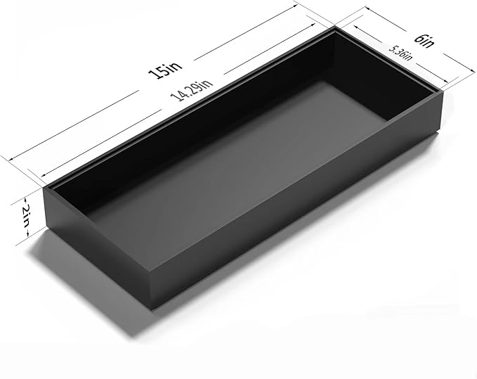 Toilet Tank Tray for Modern Black Bathroom Decor Set of 2 Toilet Tank Topper Paper Storage Decorative Organizer Box Wood Vanity Tray for Counter Decor Dresser Tops 15" x 6" x 2" (Black)