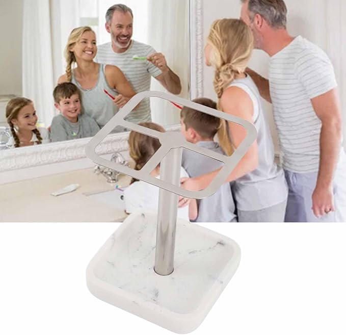 Toothbrush Holder Stainless Steel Bathroom Toothbrush Storage Organizer Toothpaste Holder Stand Rack for Bathroom Vanity, Countertops (Silver)