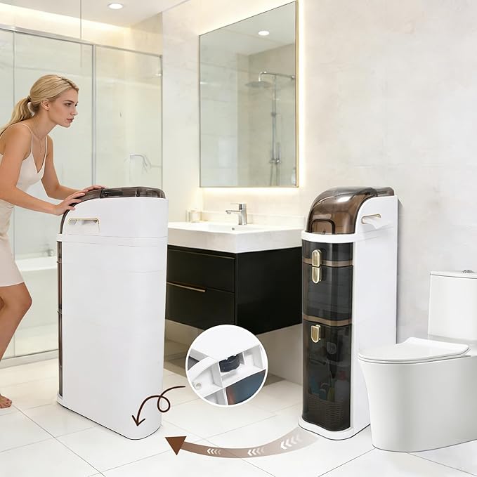 Slim Bathroom Storage Cabinet,Waterproof Narrow Bathroom Drawers,Suitable for Small Spaces,Ideal for Bathrooms, Living Rooms,Toilet,Kitchen or Bedrooms (4-Tiers)