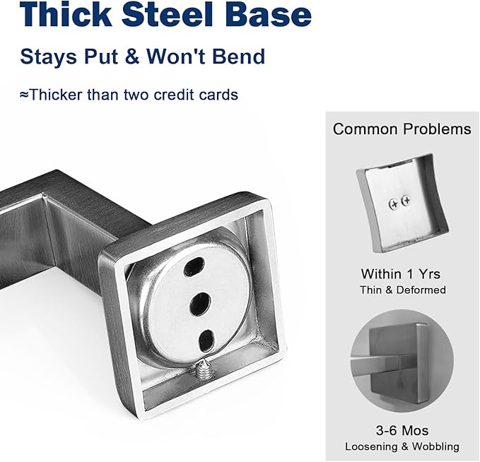 NearMoon Towel Bar, Bath Accessories Premium Thicken Stainless Steel Square Shower Towel Rack for Bathroom, Towel Holder Wall Mounted (1 Pack, Brushed Nickel, 12 Inch)
