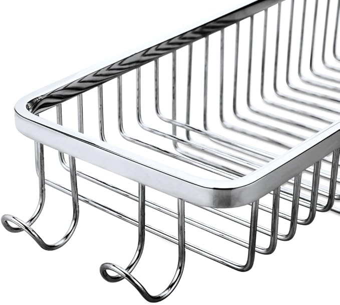 Wire Basket Wall Mount,Corner Shower Caddy 304 Stainless Steel,Bathroom Shower Organizer Soap Caddy,Polished Finish，Long Basket