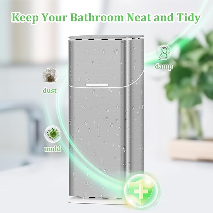 GFWARE Electric Toothbrush Holders with Cover - Dustproof Tooth Brush Holder for Bathroom, Covered Toothpaste and Toothbrush Holder with Drainage, Bathroom Toothbrush Organizers with Lid, Silver