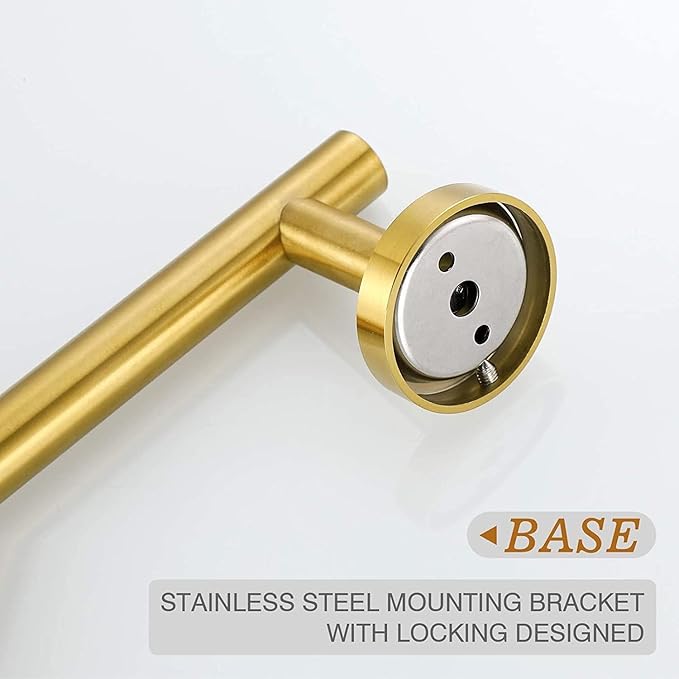 USHOWER Brushed Gold Towel Bar, 18-Inch Towel Racks for Bathroom Wall-Mounted, Thicken SUS304 Stainless Steel Towel Rod (Total Length 20-Inch)