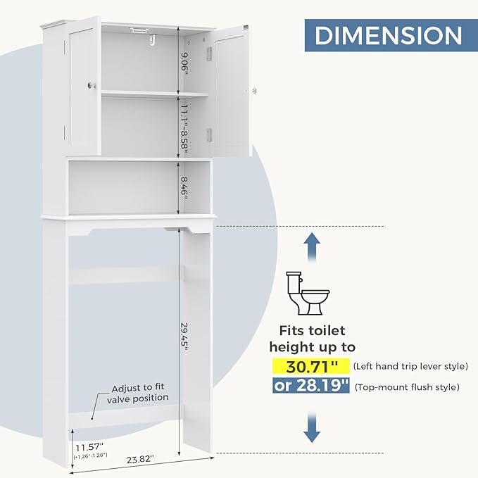 Simple Deluxe Over The Toilet Storage Cabinet, Bathroom Shelf Over Toilet, Bathroom Storage Cabinet Organizer, White