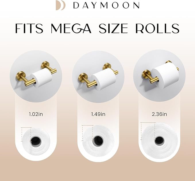 Day Moon™ - Toilet Paper Holder - Modern Roll Holder for Bathroom - 1 Pack - Wall Mount - Classic, Gold