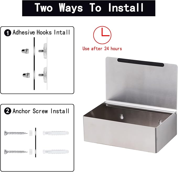 Adhesive Toilet Paper Holder with Shelf and Storage, Wall Mount Toilet Paper Roll Holder & Flushable Wipes Dispenser Set Fits Any Bathroom, Stainless Steel Tissue Holder-Round, Brushed Nickel