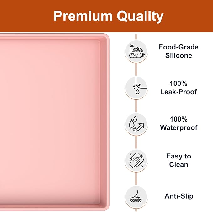 ukeetap Extra Thick Silicone Mat Waterproof with Raised Edge 22" x 19", Under Sink Mat for Kitchen & Bathroom, Kitchen Cabinet Liner, Multi-Purpose for Storage & Protection, Pink