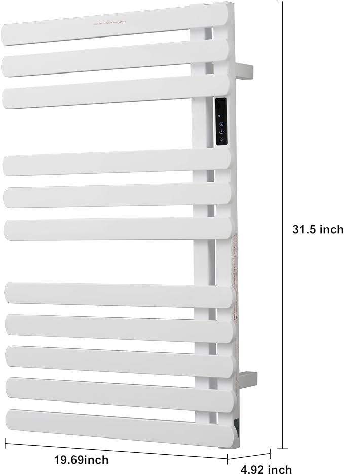 Electric Towel Warmer Rack,Heating Towel Warmer, Timer & Temperature Control, 11 Bar Stainless Steel Towel Heater for Bathroom, White, Plug-in(31.5x19.69x4.92in) Nordic Style