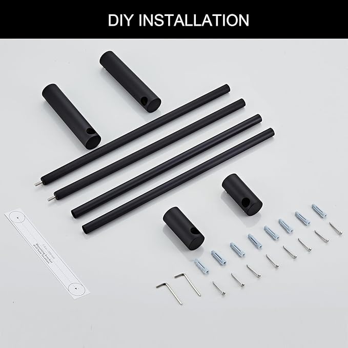 Towel Racks for Bathroom, NEWRAIN 30 inch Double Bath Towel Bar Wall Mounted, Stainless Steel Kitchen Towel Holder, Matte Black Towel Rod Towel Rail Hange