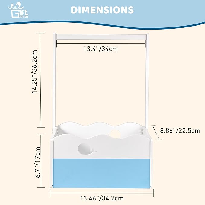 GiftAmaz Blue Wooden Baby Shower Crate Closet, Baby Storage Crate with Handle, Baby Shower Gifts Basket, Baby Welcome Box for Newborn Boys, Pregnancy Gifts for New Parents