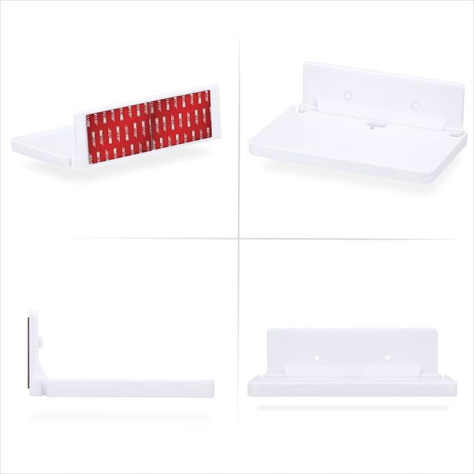 8” Shelf Wall Mount for Speakers, Security Cameras, Baby Monitors, Plants Toys & More, Floating Shelves, Adhesive & Screw-In (White) by Brainwavz