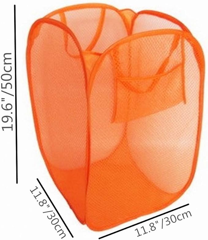 Rectangle Nursery Baskets Baby Clothes Laundry Organizer Mesh Storage Hamper For Toys Children Pop Up Trash Can,Orange