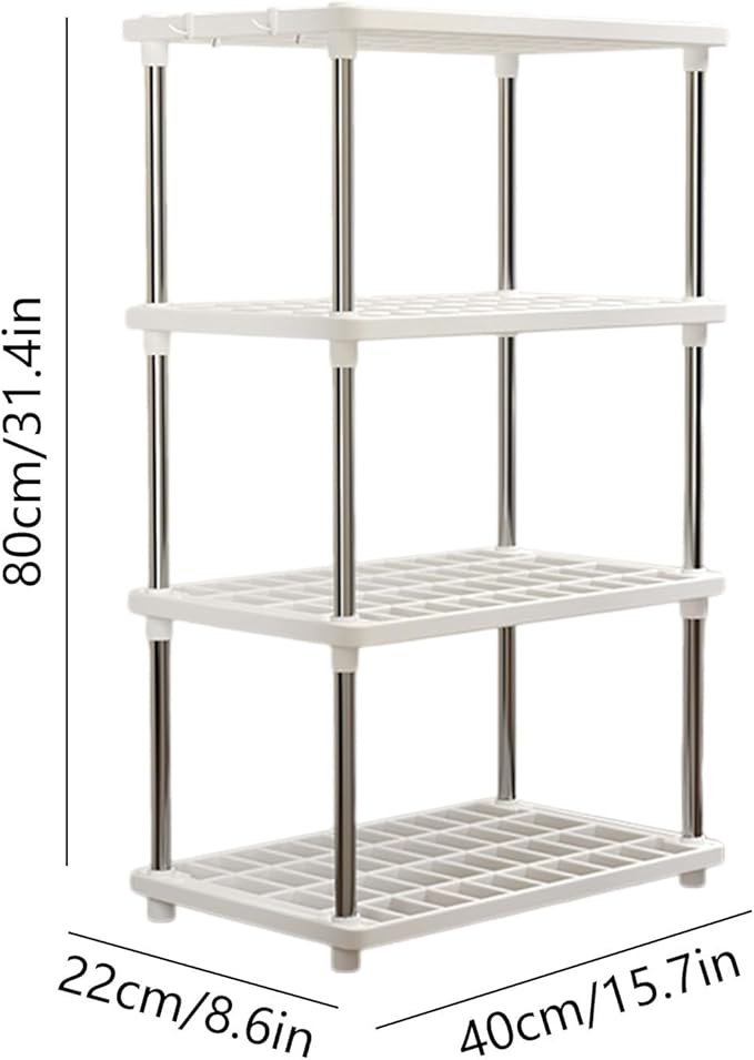 4 Tiers Racks for Storage, Storage Racks and Shelving for Bathroom, Pantry, Warehouse, Living Room, Kitchen Shelves, Kitchen Storage Rack Easy Cleanup and Install, 15.7" L X 8.6" W X 31.4" H