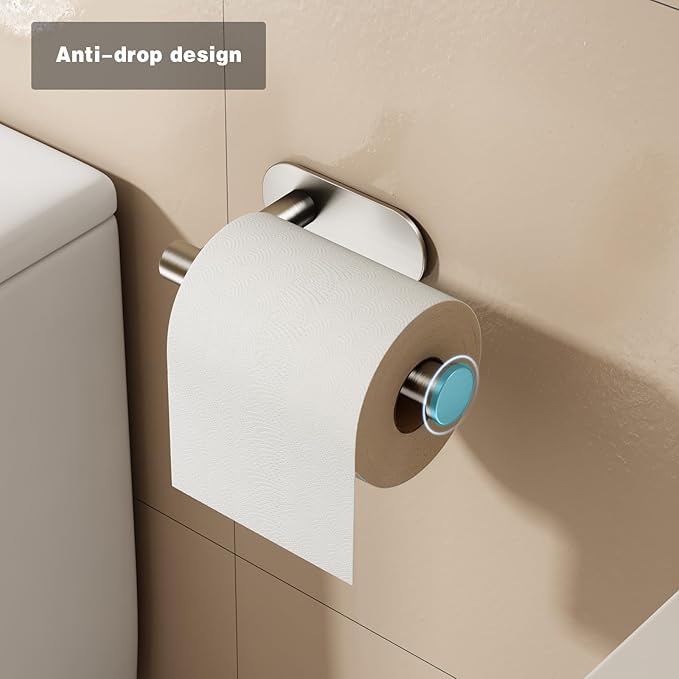 Voldra Toilet Paper Holder, Self Adhesive Toilet Paper Holder Wall Mount, SUS 304 Stainless Steel Toilet Tissue Roll Holder No Drilling for Bathroom Porta Papel de Baño (Brushed Nickel, Classic)