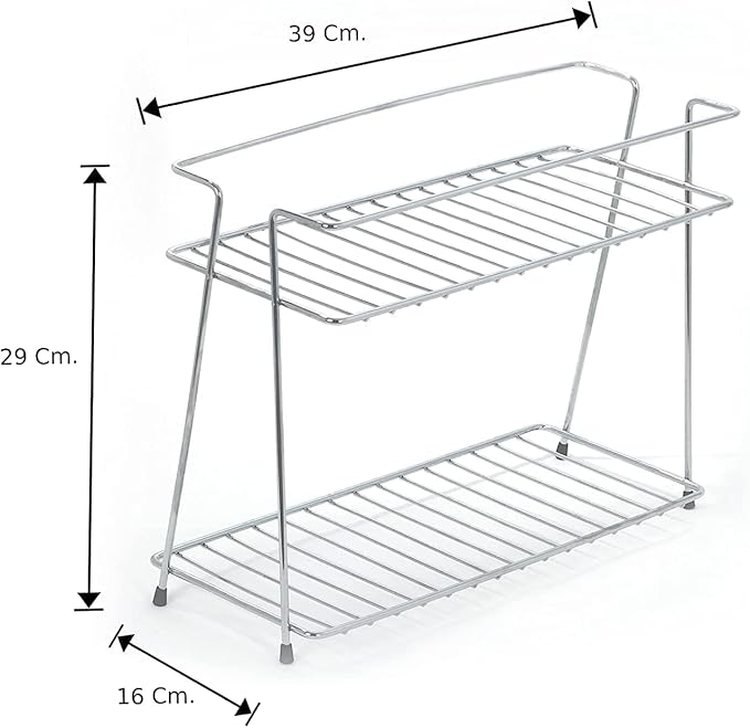 Stainless Steel Spice 2-Tier Trolley Container Kitchen Organizer storage rack/Basket for Boxes Utensils Dishes Plates for Home (Multipurpose Kitchen Storage Shelf Shelves Holder Stand
