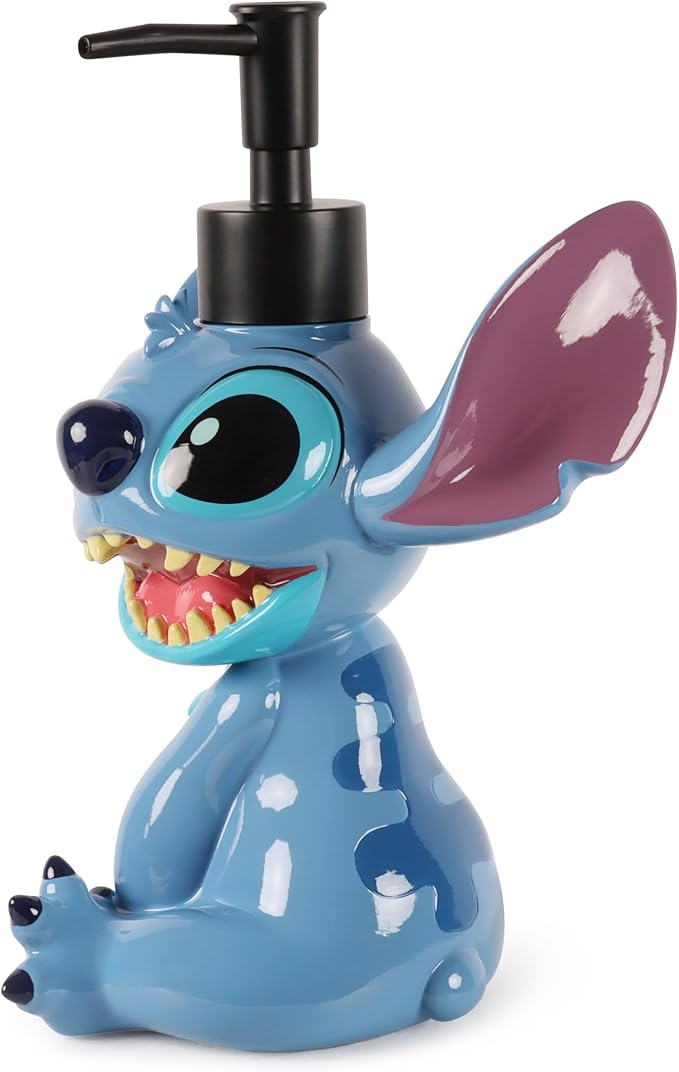 Jay Franco Kids Soap Dispenser – 7" Resin Hand Lotion Pump, Bathroom & Kitchen Decor, Official Licensed Product, Multi - Lilo and Stitch
