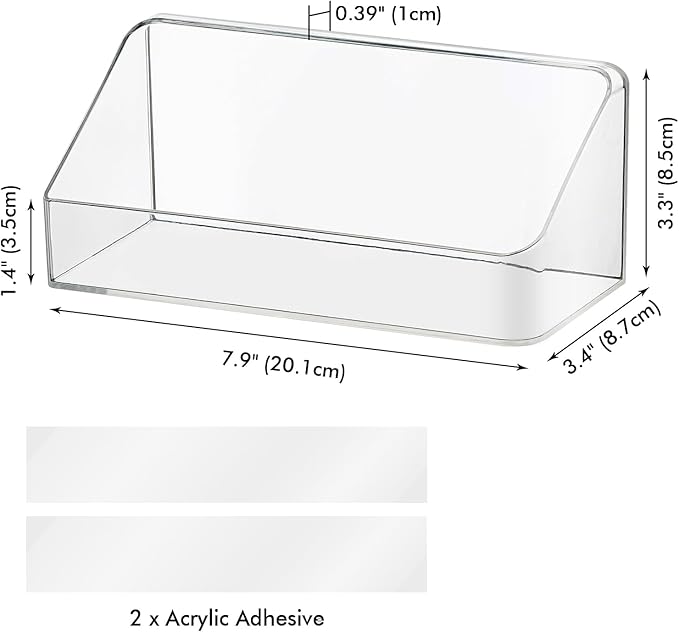 Poeland Medicine Cabinet Shelves Organizer, Wall Mounted Storage Organizer, Clear Storage Box for RV Bathroom, Bedroom, Personal Organizers (Transparent)
