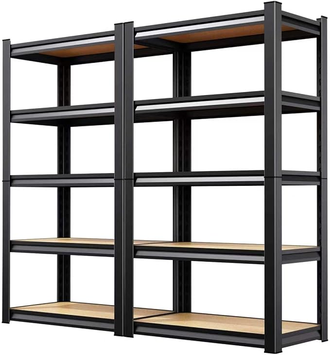 (2-Pack) 71" H-28 W-12 D Garage Shelving - 5 Tier Heavy Duty Metal Storage Shelves, Adjustable Steel Rack Units, Industrial Utility Shelving for Pantry, Basement, Warehouse & Home Organization