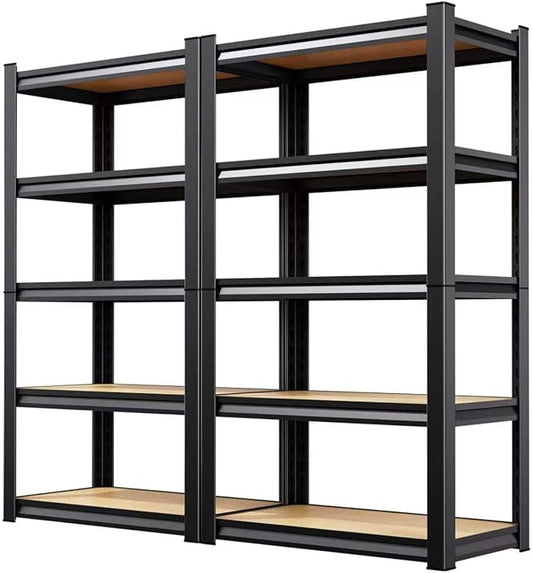 (2-Pack) 71" H-28 W-12 D Garage Shelving - 5 Tier Heavy Duty Metal Storage Shelves, Adjustable Steel Rack Units, Industrial Utility Shelving for Pantry, Basement, Warehouse & Home Organization