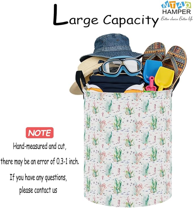 NTAOHAMPER Underwater World Large Laundry Hamper,Laundry Basket,Baby Nursery Hamper,Waterproof Storage Bin,Clothes Organizer Basket,Room Decor(Underwater World）