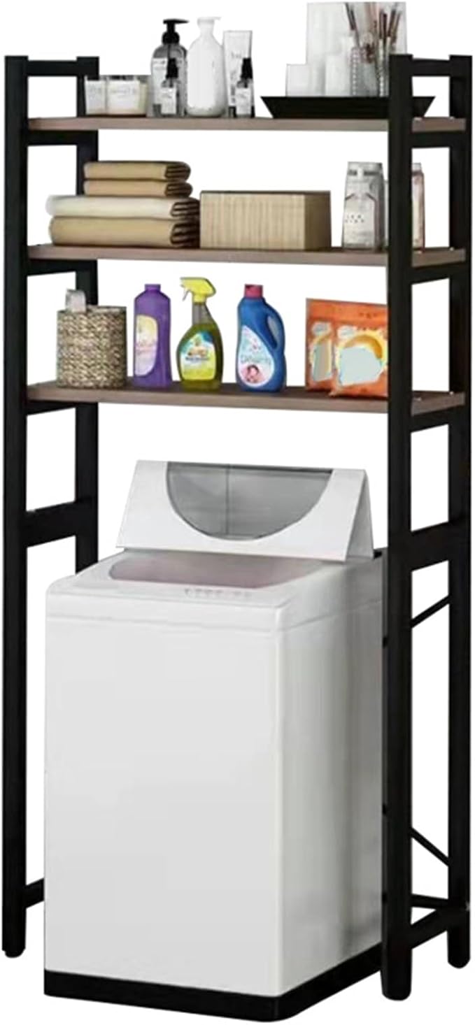 1 Set Over The Toilet Storage, 3-Tier Bathroom Laundry Storage Rack Space-Saving Organizer Household Supplies (Black)