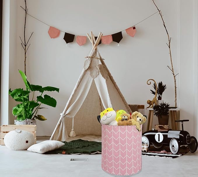 Round Laundry Hamper Storage Basket Fabric Material Storage Hamper Organization Basket, Storage Bin, Gift Box with Handles for Room