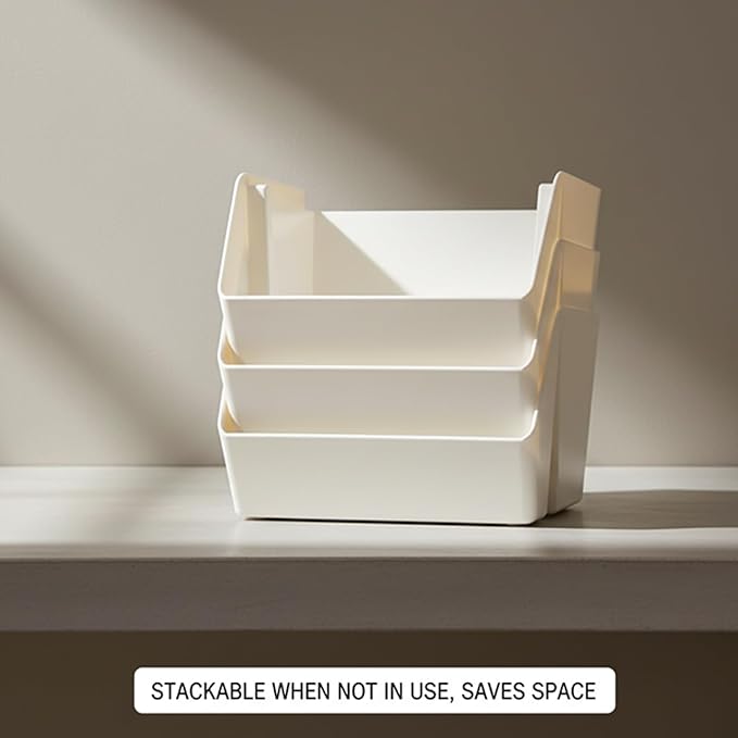 Wall Mounted Storage Organizer Bins, Shower Caddy Kitchen Shelf Floating, Space Saving Shelves Box with Adhesive Pads, Stackable Organizer for Bathroom、Office、Snacks、Refrigerator、Countertops