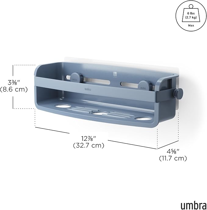 Umbra Flex Adhesive Shower Shelf for Bathroom, Slate Blue