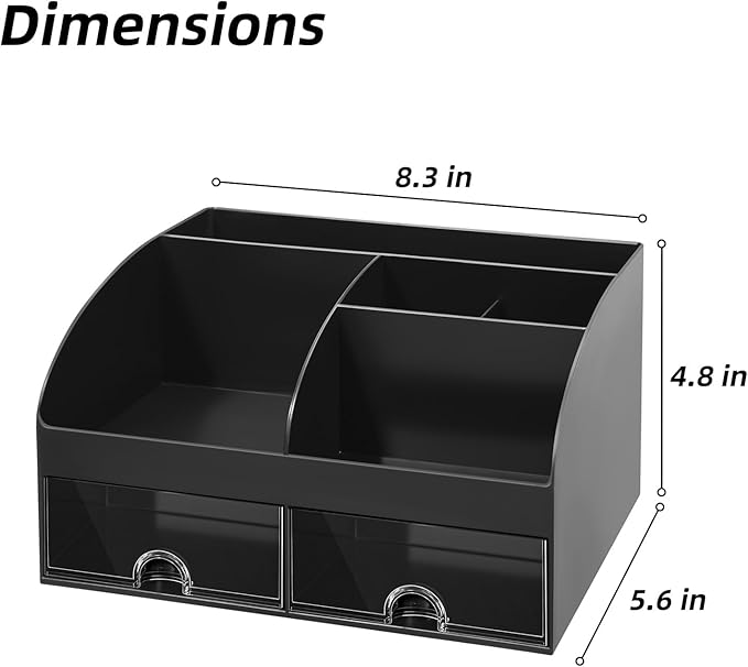 VITVITI Toothbrush Holders for Bathrooms Countertop, 5 Slots Toothpaste Bathroom Counter Sink Organizer with Drawers, Plastic Bathroom Organizer for Vanity/Makeup/Office Black