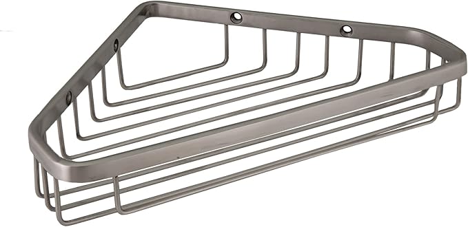 Design House Sturdy Stainless Steel Corner Shower Caddy Basket, 9.5-Inch, Satin Nickel, Wall Mounted – Design House, 588921-SS
