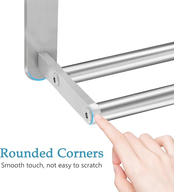 VOTZAAQ 32 in Towel Racks for Bathroom, Bath Towel Shelf with Double Towel Bar, Stainless Steel Towel Storage for Lavatory Wall Mounted, 2-Tier Towel Hanger Towel Holder, Brushed Nickel