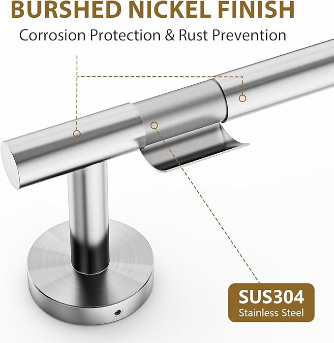 Luxbaro 24 Inch Brushed Nickel Towel Bar, Thicken Towel Rack for Bathroom Wall Mounted, SUS304 Stainless Steel Towel Rod, Modern Home Decor (Total Length 26 Inch)