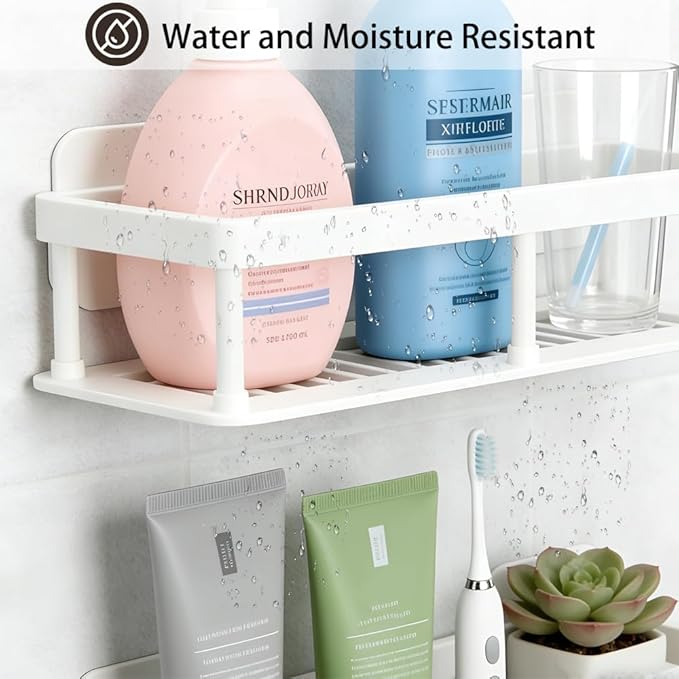 ACEXINYAN Shower Caddy Adhesive, Self-Adhesive Bathroom Shelves Basket, 2 Pack Large Capacity Shower Shelve for Inside Shower, No Drilling Bathroom Organizers and Storage for Home Decor(2, White)
